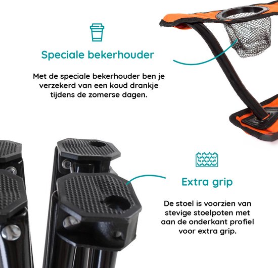EASTWALL Opvouwbare Kampeerstoel Oranje - Visstoel - EK 2024 stoel - Campingstoel met bekerhouder - Tuinstoel - Oranje stoel - Max 100 kg van EASTWALL — afbeelding 3