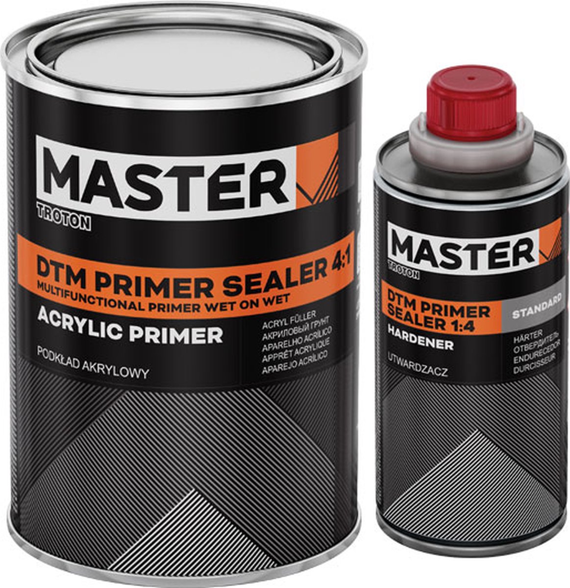 MASTER TROTON DTM Primer sealer 4:1 | Wit | Multifunctionele primer | Grondlak | Autoschadeherstel | Groot blik! 3,6L + 0,9L verharder