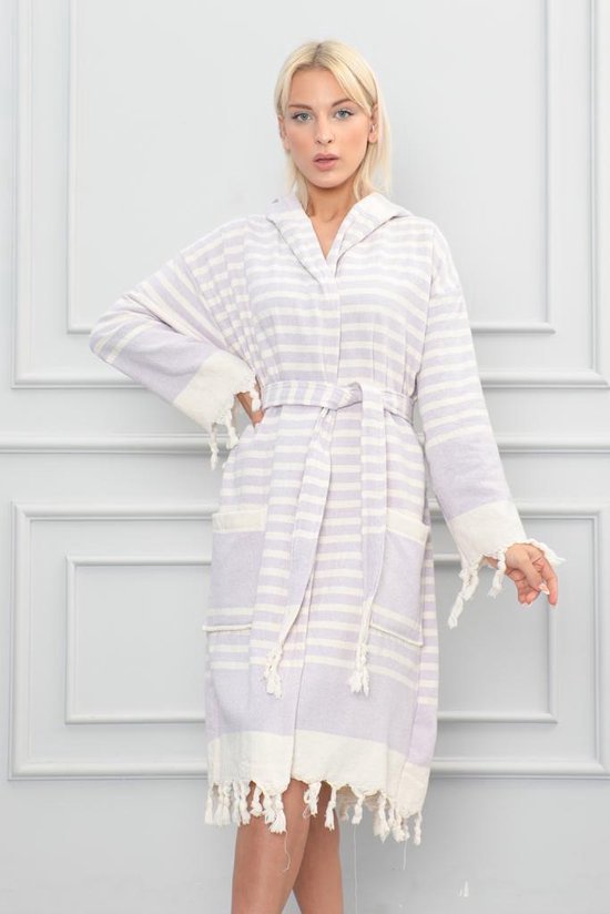 Lubna Home Hamam badjas LARGE 100%Katoen- -Strand Badjas LARGE-licht PARS