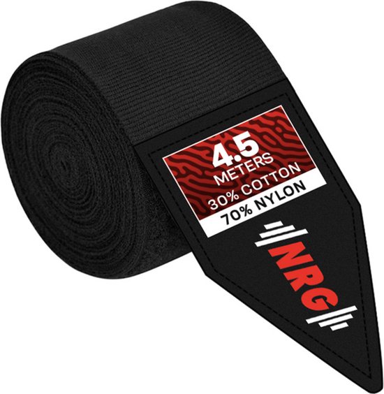 NRG - Bandage Boksen - Boksbandages - Hand Wraps - 450 cm - Heren - Dames - Zwart