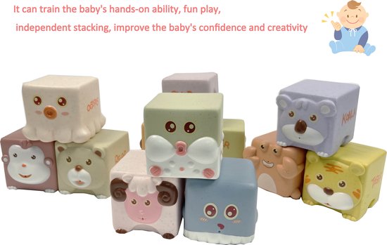 Zachte bouwblokken voor baby's en kinderen 12 stuks - badspeelgoed - stapelblokken - speelgoed 1 jaar - speelgoed 2 jaar van Toddys by Siku — afbeelding 5