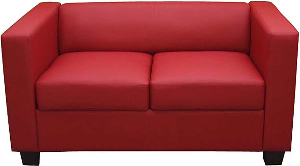 2-zits bank loungebank Lille ~ kunstleder, rood