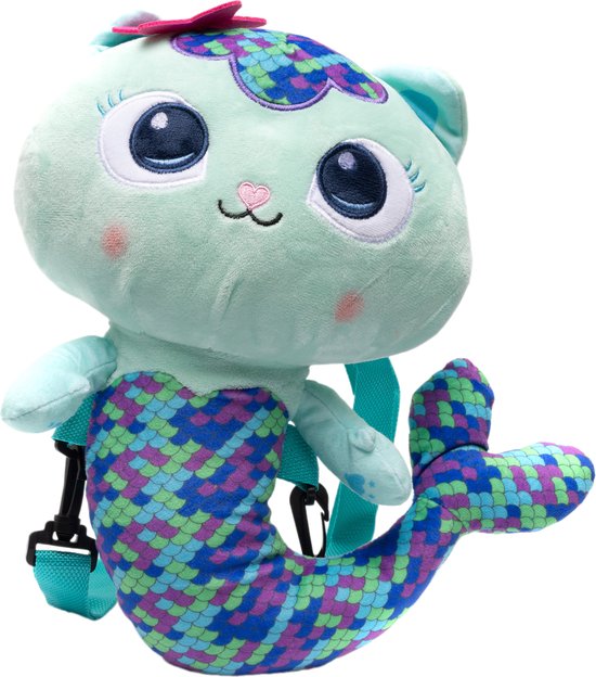 Gabby's Poppenhuis - Meerminkat - Rugtas - Pluche - Knuffel voor Kinderen - 35 cm