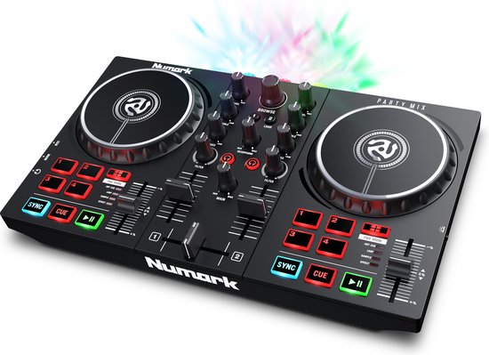 Foto: Numark party mix ii dj controller dj set voor beginners met ingebouwde dj verlichting en dj mixer voor serato dj lite