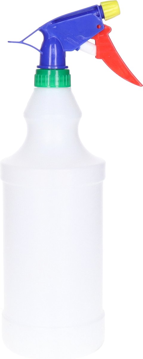 PLASTICFORTE Plantenspuit met een inhoud van 1000 ml mat wit verstuiver kop multi kleuren 30 cm