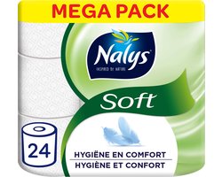 Nalys Soft Hybride Toiletpapier in 80% Recycled Folie 2-laags 24 stuks