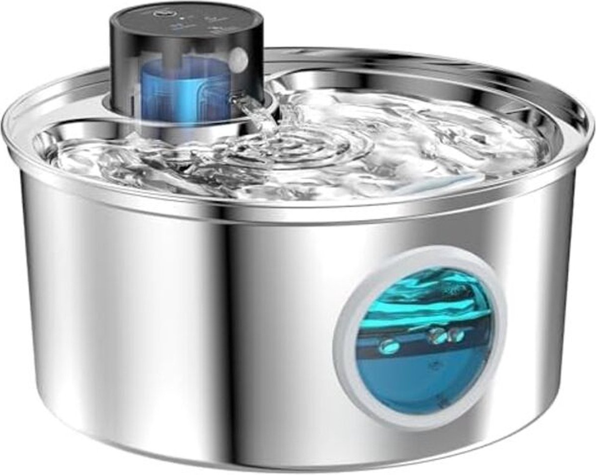 Bol.com Château Animaux® Drinkfontein voor Kat of Hond - Kattenfontein - Fluisterstil - Inclusief filter - RVS metaal - Zichtbar... aanbieding