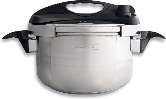 Royalty Line® RL24PS6L Snelkookpan Inductie - 6 Liter / Ø 24cm - Snelkookpannen Voor Alle Warmtebronnen - Pressure Cooker - Instant koken - Eenhandig Mechanisme - RVS