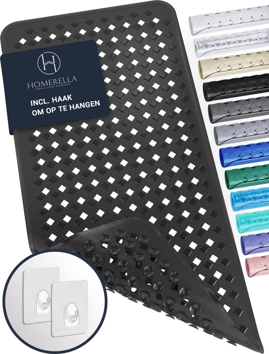 HOMERELLA Badmat antislip - 88x39cm - Inclusief ophanging - BPA-vrij douchemat - Badmatten schimmelbestendig & machine wasbaar
