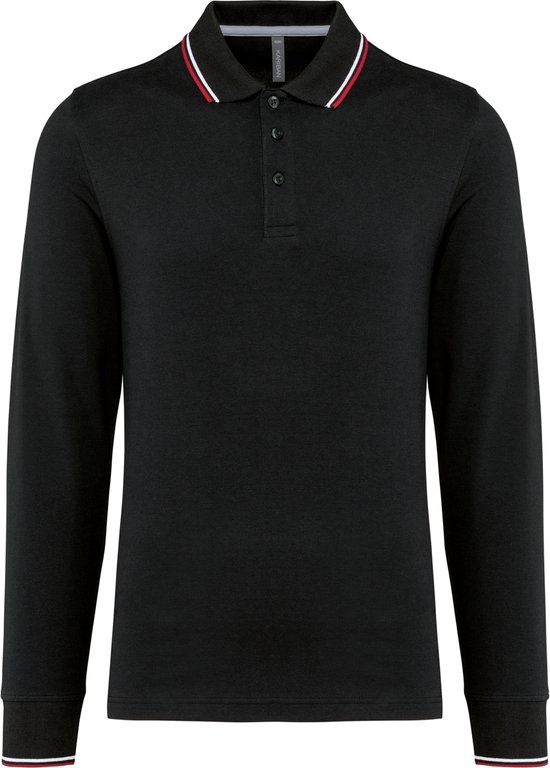 Kariban Polo homme en jersey piqué à manches longues K280 - Noir / Rouge / White - 3XL