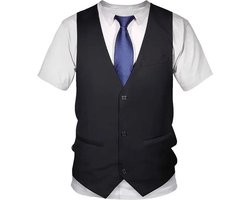 Stropdas Pak T-shirt- Grappig - Shirt dat lijkt op een Gilet - Heren - Mannen - Kleding - Zakelijk - Carnaval - Maatpak - Zakenman - Bruiloft - Vrijgezellenfeest