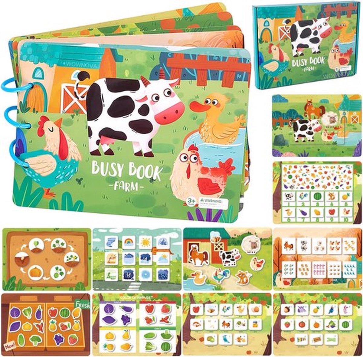 Joymaxx Busy Board Book Boerderij -Educatief Spel - Montessori Speelgoed Quiet Book -Stickerboek voor Peuters van 3,4,5 jaar, Busy Board sensorisch speelgoed, educatief speelgoed