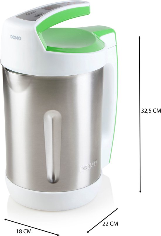 DOMO DO705BL Soepmaker – 2L – 6 programma’s – Blender – RVS – Wit/Groen