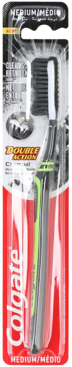 Colgate tandenborstel dubbele actie houtskool - 1 stuk