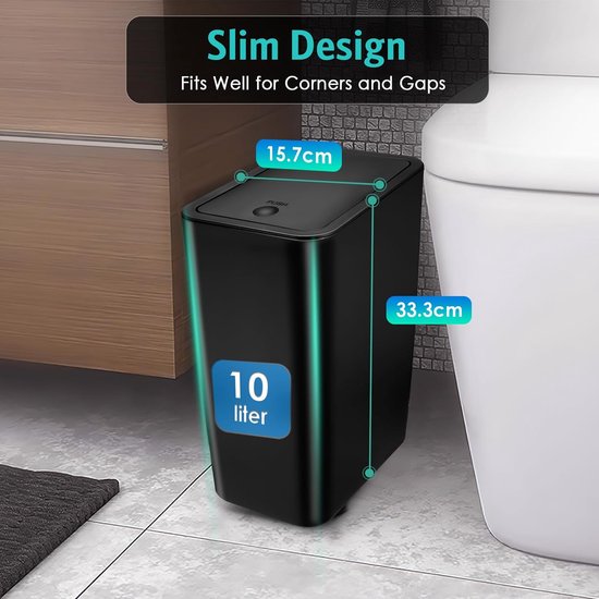 Vuilnisbak Prullenbak Afvalbak 10L / 2.6 Gallon Compact vuilnisbak, vuilnisbak met deksel, afvalbakken for badkamer, slaapkamer, keuken, kleine ruimte Vuilnisemmer Afvalemmer (Color : A