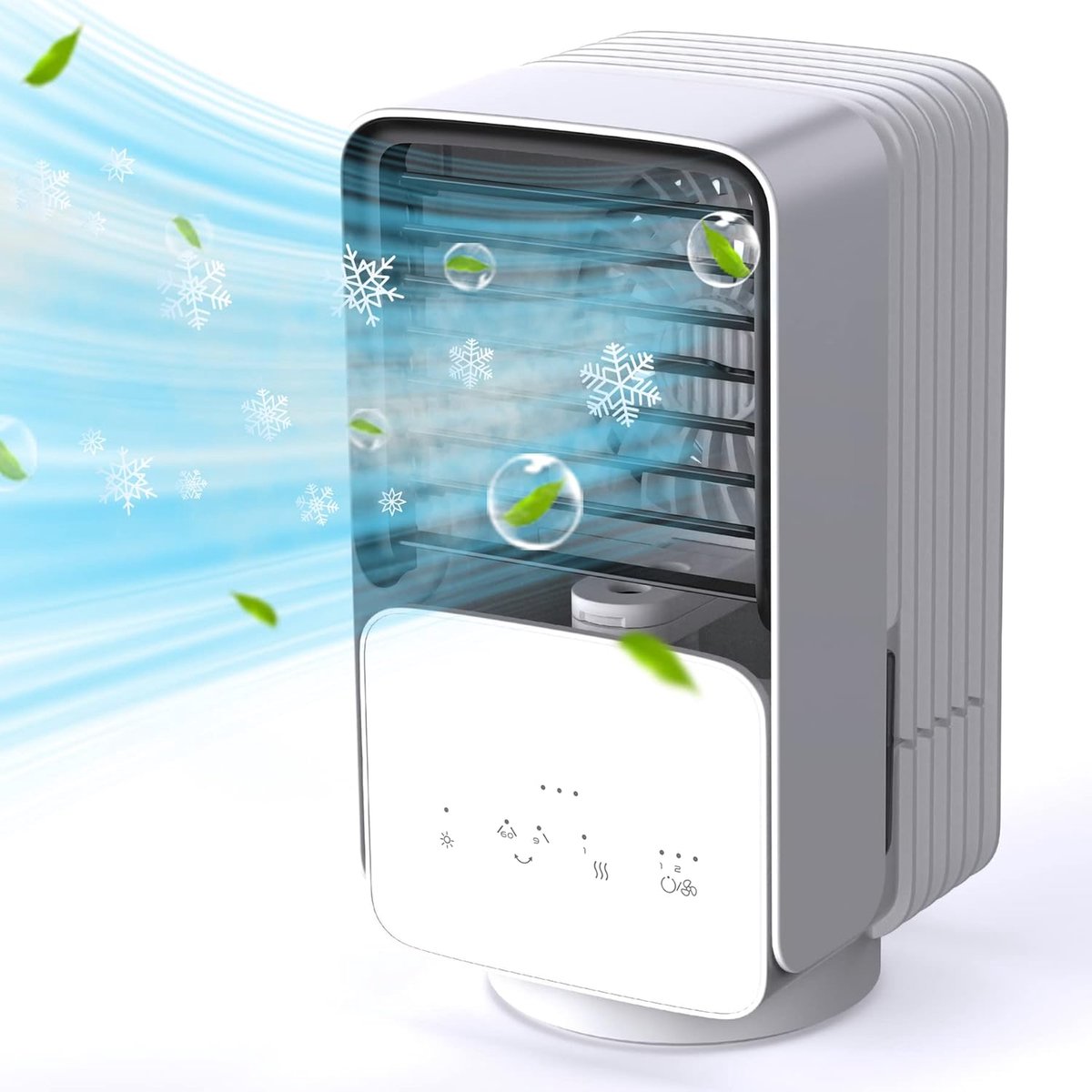 Airconditioning zord Draagbare airconditioner 4-in-1 luchtkoeler 700ML stille mobiele airconditioner 120° oscilatie 3 snelheden ventilator luchtreiniger thuis kantoor wit groot [Energieklasse A+++]