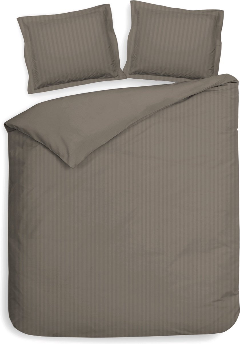Heckettlane Banda Dekbedovertrek - Tweepersoons - Katoensatijn - 200x200-220cm - Taupe