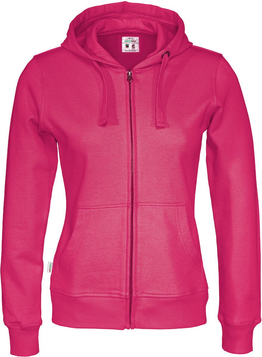 Cottover HOODIE FULL ZIP LADY - GOTS GECERTIFICEERD 141009 - Fuchsia - M