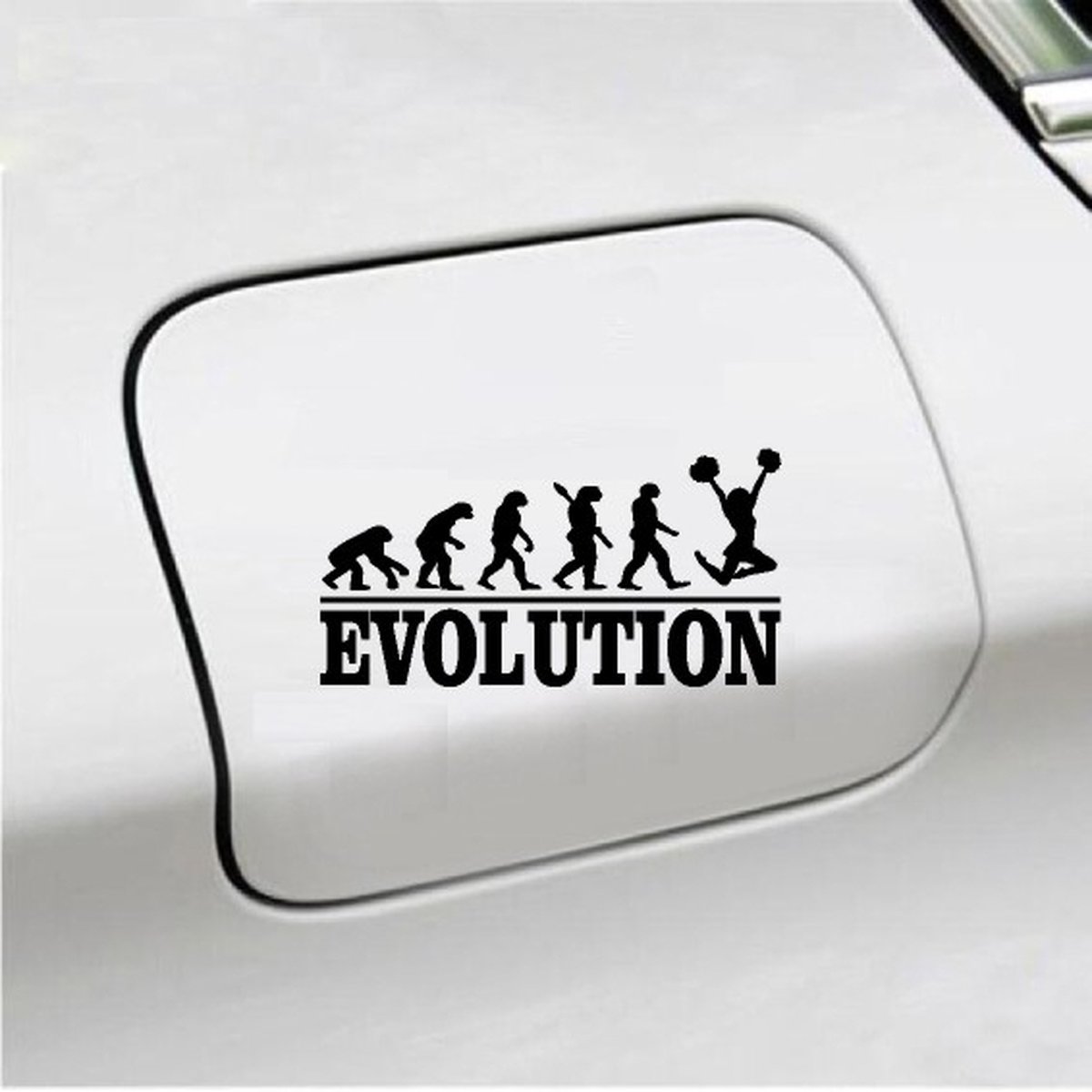 Bumpersticker - Evolution Cheerleader - 20x9.3 - Zwart