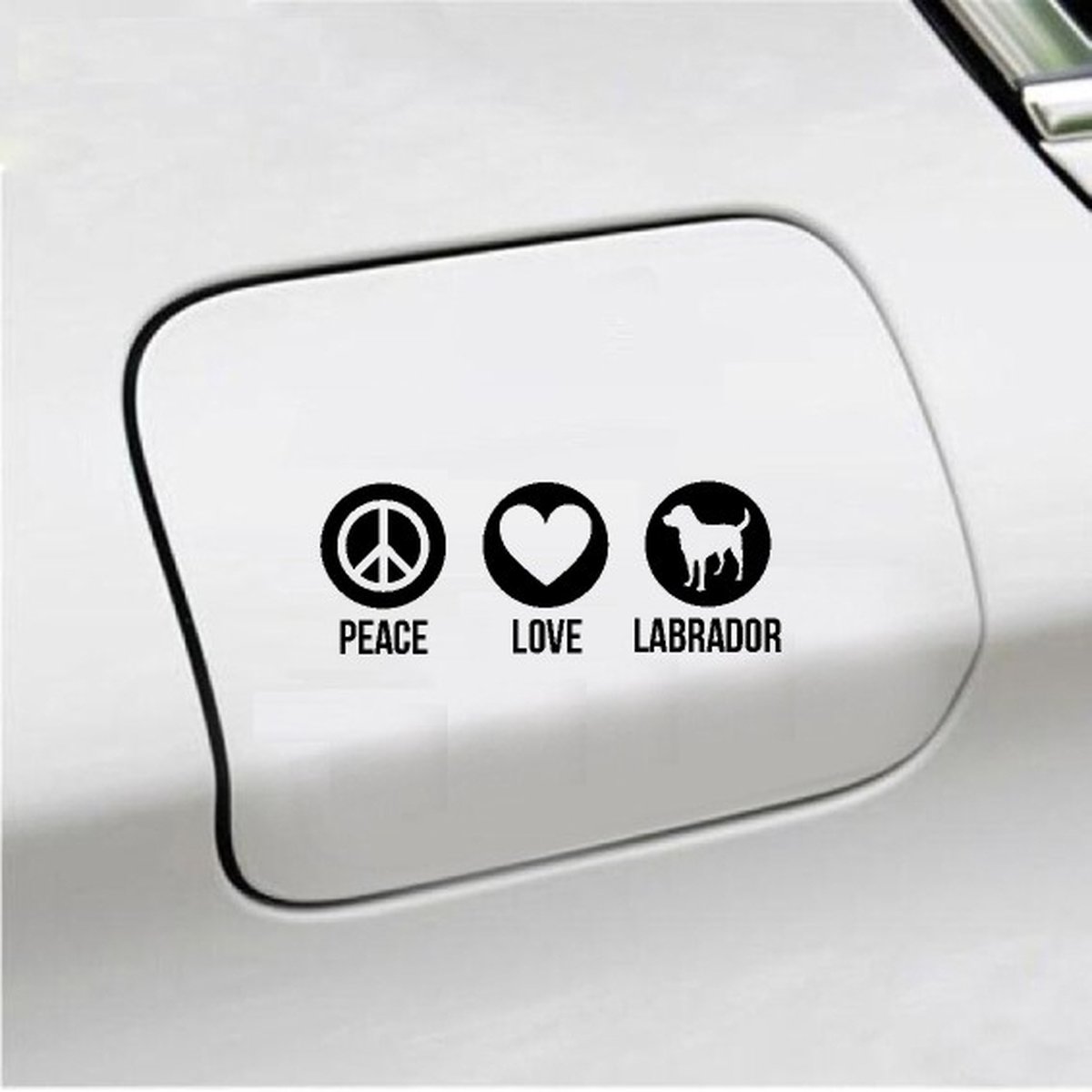 Bumpersticker - Peace Love Labrador - 20x9.3 - Zwart