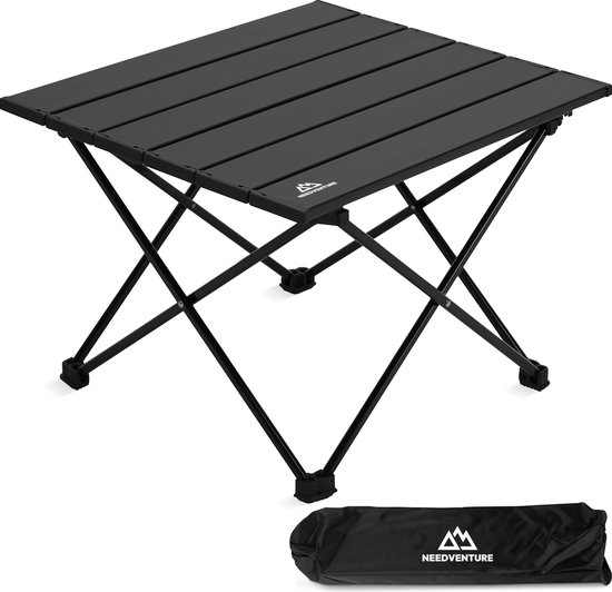 Foto: Needventure campingtafel inklapbaar kampeertafel opvouwbaar inklapbare tafel vouwtafel lichtgewicht aluminium picknicktafel kinderen zwart 40x35x30cm small