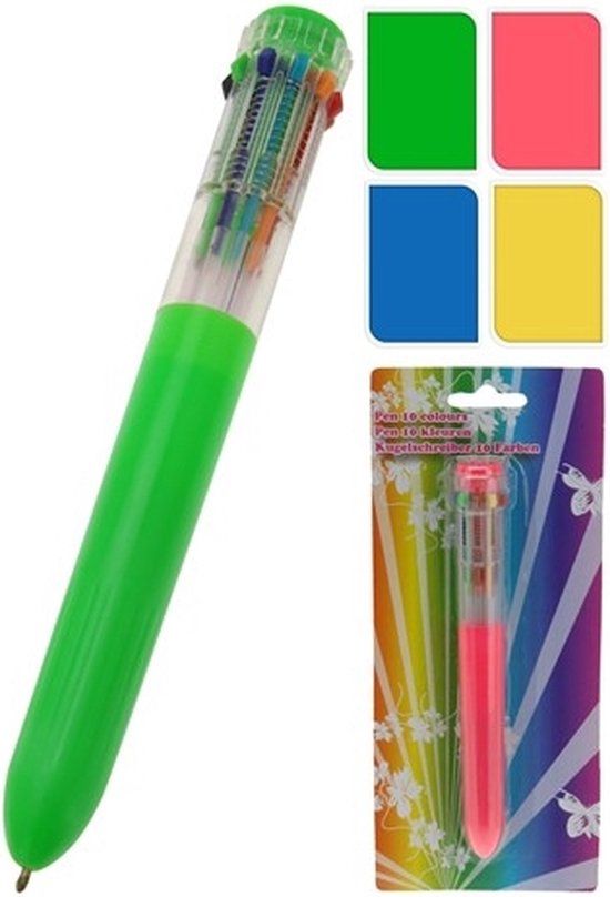 Lot De 10 Stylos à Bille Plus Office + Basic 10 - 10 Couleurs Différentes - Pointe 1 Mm - Corps Translucide Coloré
