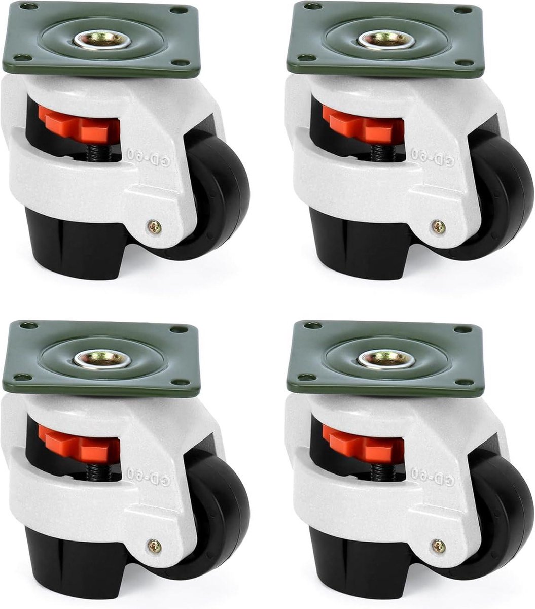 4 stuks 60f zwenkwielen 500kg draagvermogen - intrekbare werkbank transportwielen - meubels en machines