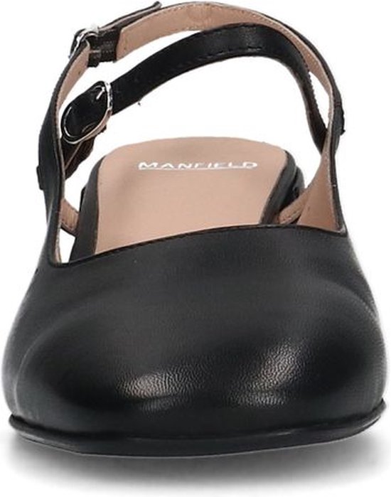Manfield - Femme - Slingbacks en cuir noir - Taille 42