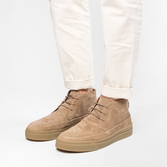 Manfield Heren Taupe suède veterschoenen Maat 40 bol