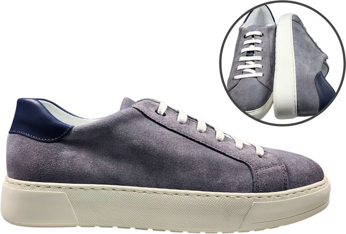 Stravers – Luxe Suede Sneakers Denim blauw Maat 36 Heren Kleine Maten Sneakers