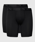 Twee zwarte Puma boxershorts, zijkant met logo-elastische band.