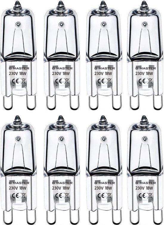 G Master - PRO G9 Halogeen lichtbron - 230V - Dimbaar - 18w (vervangt 25W) - Halogeen lamp -(8 STUKS)