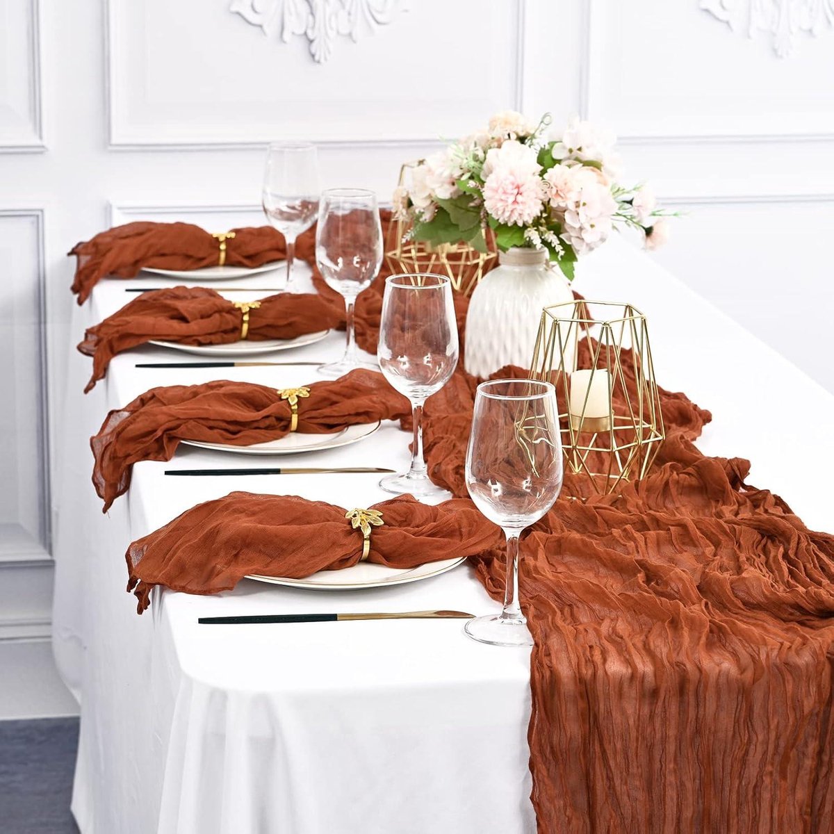 PATYDEST Roze kaasdoek tafelloper 10 stuks gaaslopers voor tafels, Boho