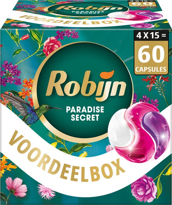 Robijn Collections 3-in-1 Wascapsules - Color Paradise Secret - 4 x 15 wasbeurten - Voordeelverpakking