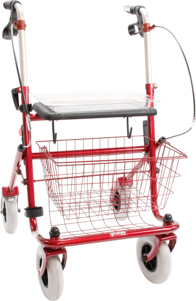 Goedkoopste Premis Provo - Rollator - 2de Generatie - Voorzien van verlengde duwbuizen - Metallic Rood