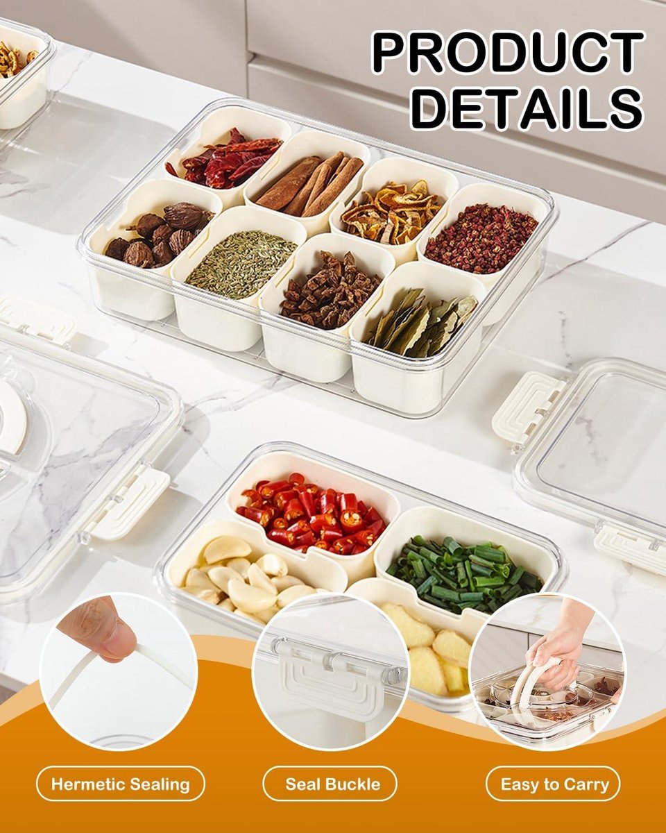Verdeeld Dienblad Met Deksel En Handvat Draagbare Snackschotelorganisator Met 8 Compartimenten Plastic Aperitieflade