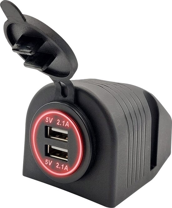 Stopcontact met USB poorten 2400mA glanzend wit voor een 40mm diepe