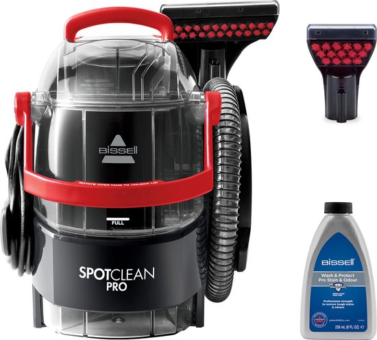 Foto: Bissell spotclean pro vlekkenreiniger tapijtreiniger bank reiniger auto reiniger matras sneaker zetelreiniger schoonmaak apparaat meubel reinigingsmachine extra lange slang 1 5m krachtige 750w motor 1558n