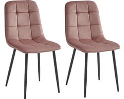 Colenis - Ela Eetkamerstoel - Set Van 2 - Roze - Velvet - Design