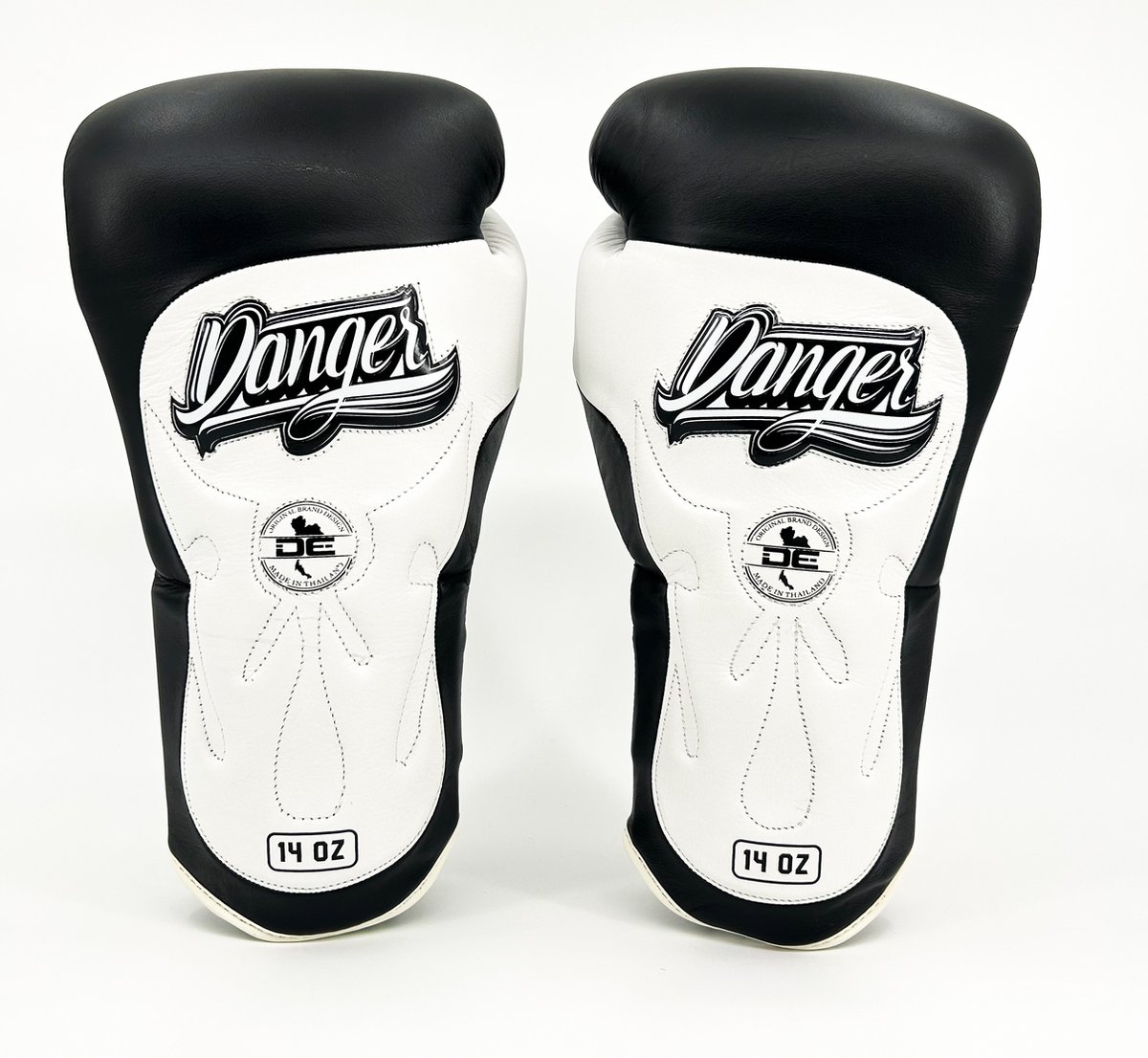 Danger Ultimate Fighter Bokshandschoenen - Echt Leer - Zwart/Wit 12 oz