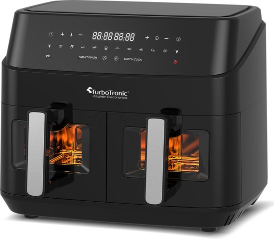 Turbotronic Airfryer XXL DAF5 9L Zwart met 12 Programma's - Turbotronic - €94,95