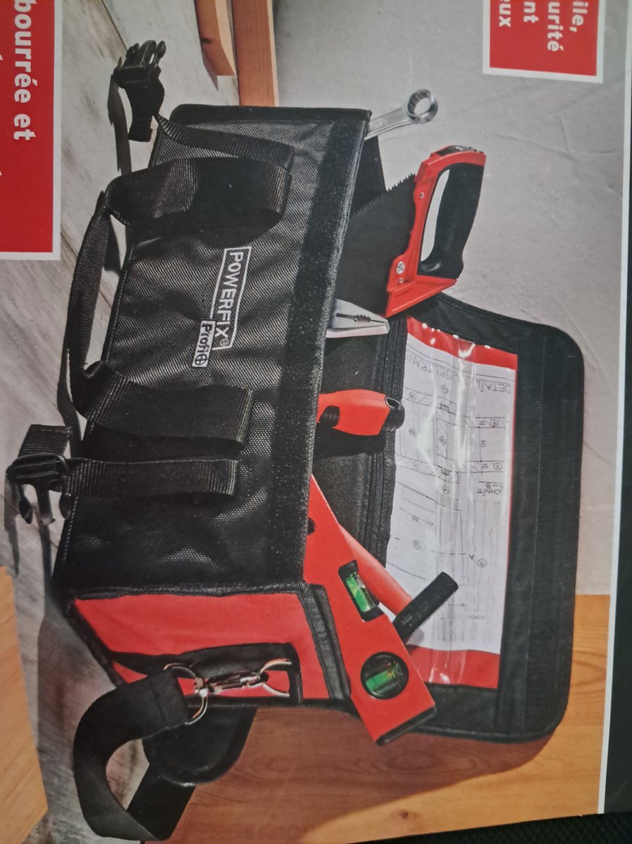 Powerfix Gereedschapstas - Met draagriem - Documentenvak - 15 L - 43 x 17 x 17 cm