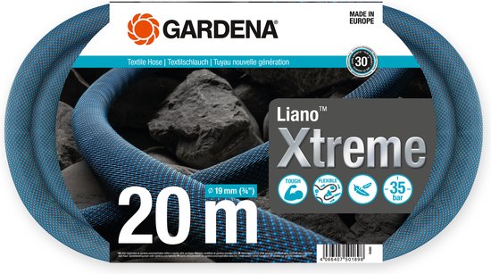 Gardena Liano Xtreme textiel tuinslang 20 m 3/4 inch zwart flexibel duurzaam UV-bestendig