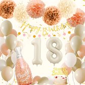 FeestmetJoep® 18 jaar verjaardag versiering & ballonnen - Beige & roze