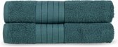 2x serviettes éponge en coton premium vert foncé - 70x140 - qualité hôtelière - merveilleusement douces et souples - absorbant l'humidité - bord tissé - aspect luxueux