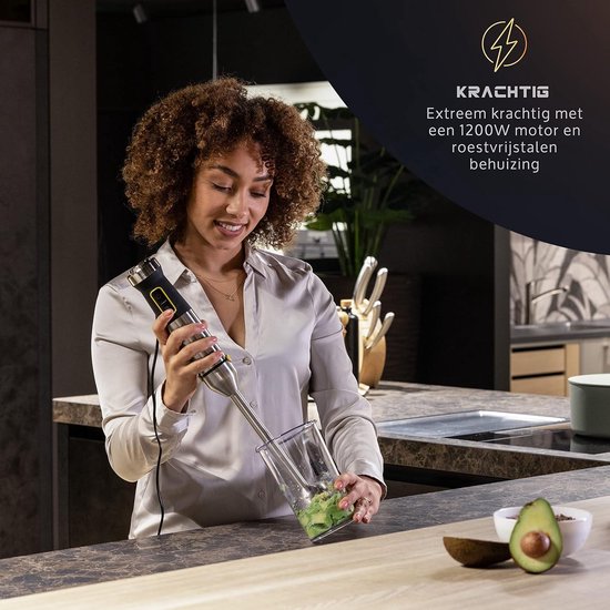 Staafmixer set - 21 snelheden en turbo - Extra krachtig 1200w - Vershoudbakje - ForceBlend F1 — afbeelding 3