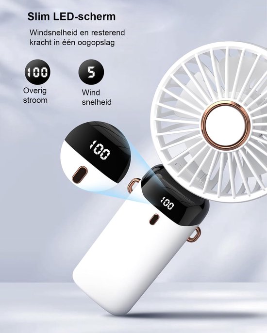 Handventilator - Handventilator Oplaadbaar - USB-Batterijgevoed Voor
