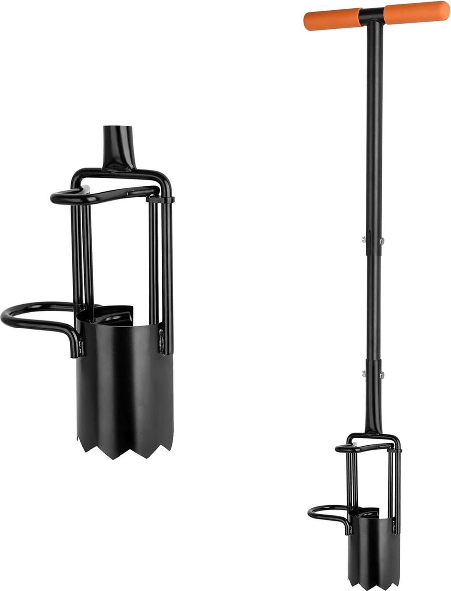 Carbon Steel Bulb Planter Tool for Seed Planting and Transplanting - Long Handled Garden Sampler for Lawn Aeration and Grave Holes