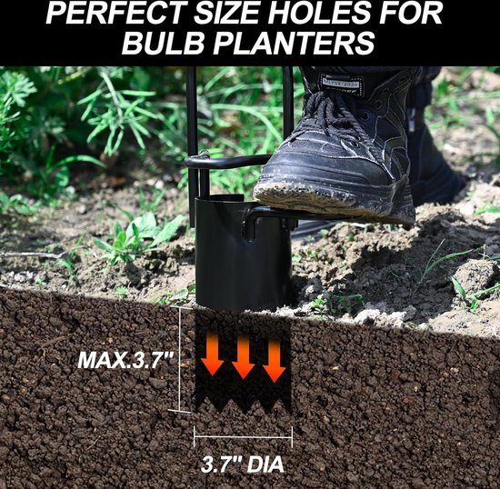 Outil Plantation Bulbes BARAYSTUS - Long Manche 102cm - Acier Carbone - 5 En 1 Jardinage - Échantillon Sol