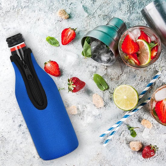 4 Stuks - flessenkoeler - Bierfleskoelerhoezen, standaard ritssluiting, extra dikke neopreen geïsoleerde hoes - houdt bier koud en handen warm, antislip 12 OZ Longneck flessenhouder - Koeltas van neopreen voor flessen Koelboxen & -elementen van Sunwuun — afbeelding 3